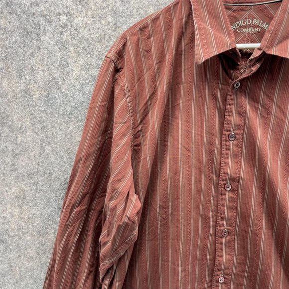 Indigo Palms Shirt Men Extra Large Adult Brown Casual Button Down Outdoors - Picture 3 of 13